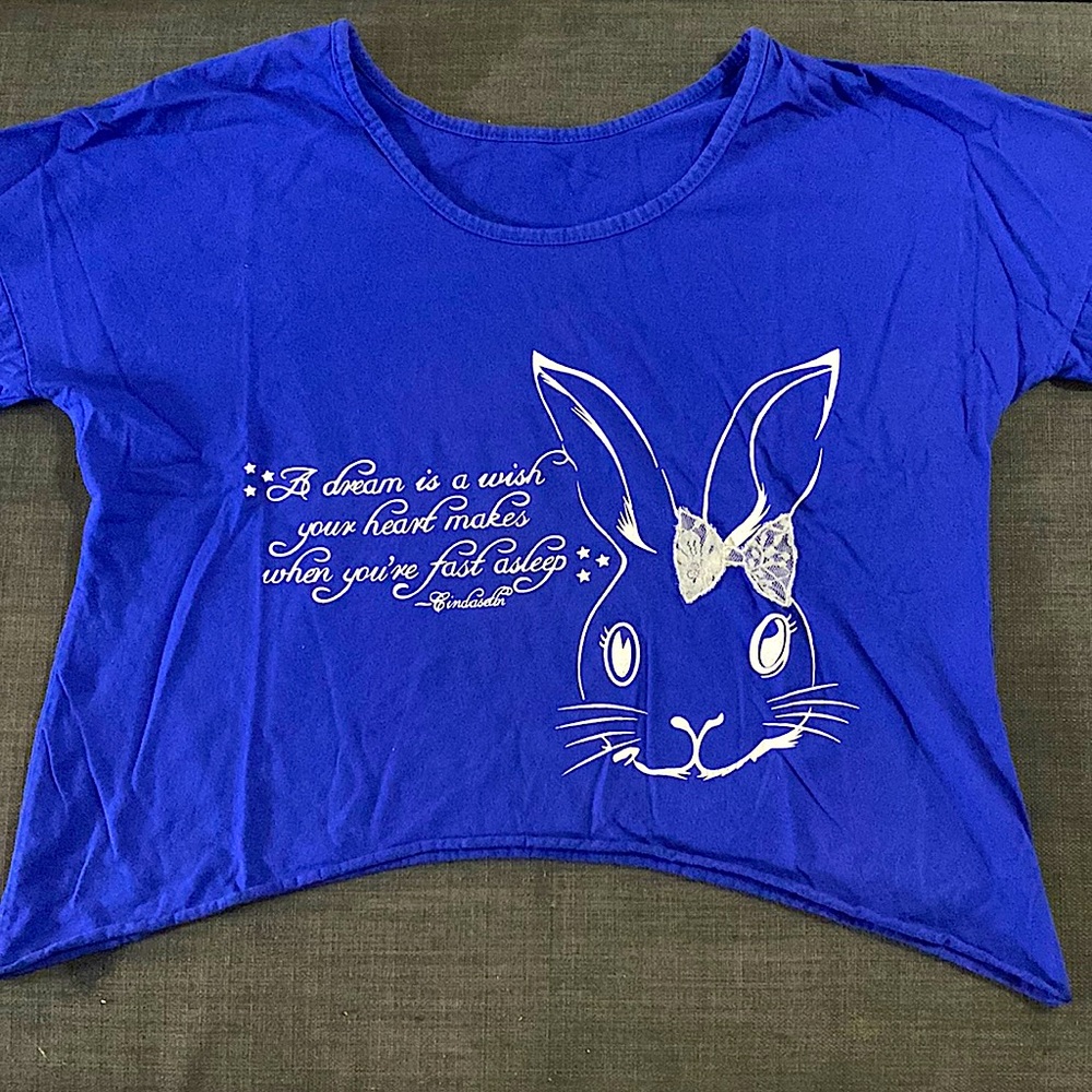 Blue crop /half sleeves quote top